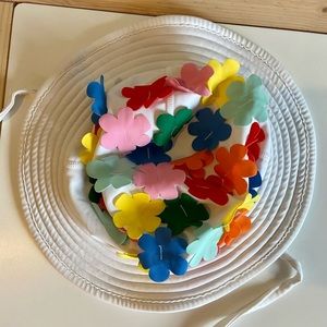 Hanna Andersson Swim Hat — White with Floral Appliqués